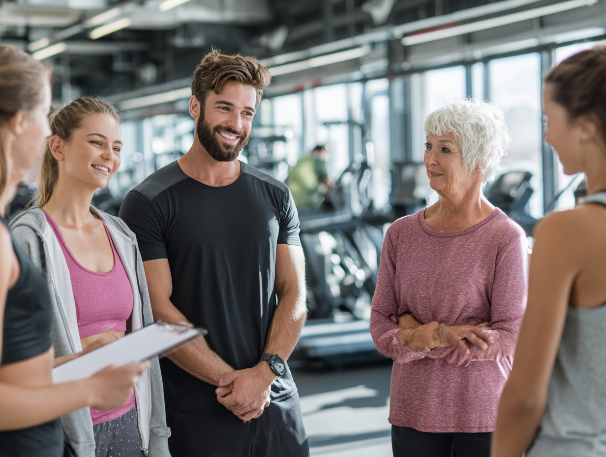 Група людей різного віку під час активного тренування на відкритому повітрі